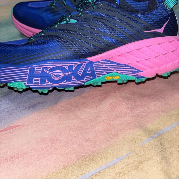 Hoka One Womens Speedgoat 4 Trail Running Shoes Size 10.5 Blue Pink 1106527 - Picture 7 of 11